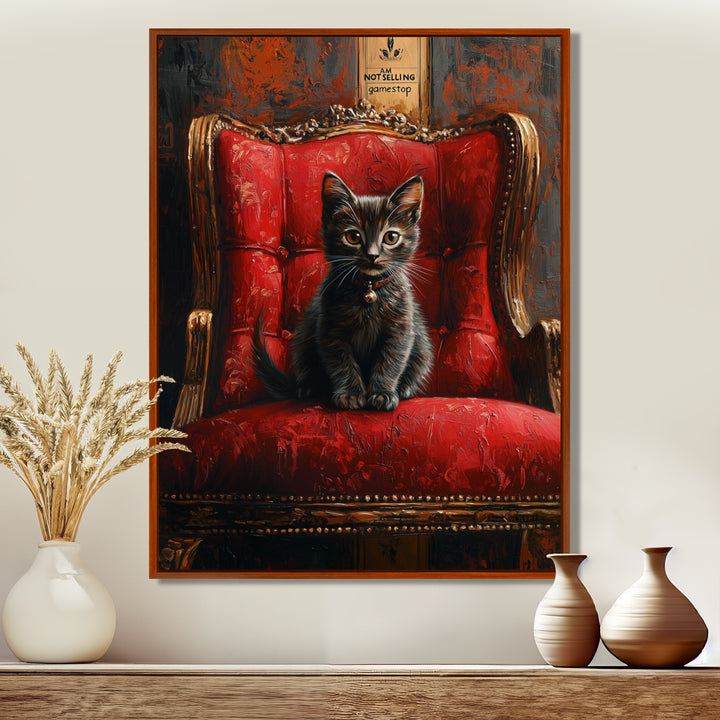 Red And Gold Cat Roaring Kitty Sophisticate - Cat Large Canvas Wall Art