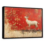 White And Red Deer Chinese Zodiac - Deer Living Room Wall Art