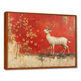 White And Red Deer Chinese Zodiac - Deer Living Room Wall Art