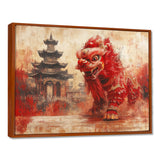 Red And Grey Dragons Lion Dance - Dragons Canvas Wall Art