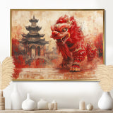 Red And Grey Dragons Lion Dance - Dragons Canvas Wall Art