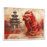 Red And Grey Dragons Lion Dance - Dragons Canvas Wall Art