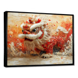 Red And White Dragons Lion Dance - Dragons Canvas Wall Art