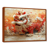 Red And White Dragons Lion Dance - Dragons Canvas Wall Art