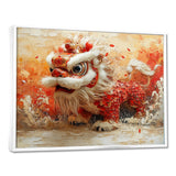 Red And White Dragons Lion Dance - Dragons Canvas Wall Art