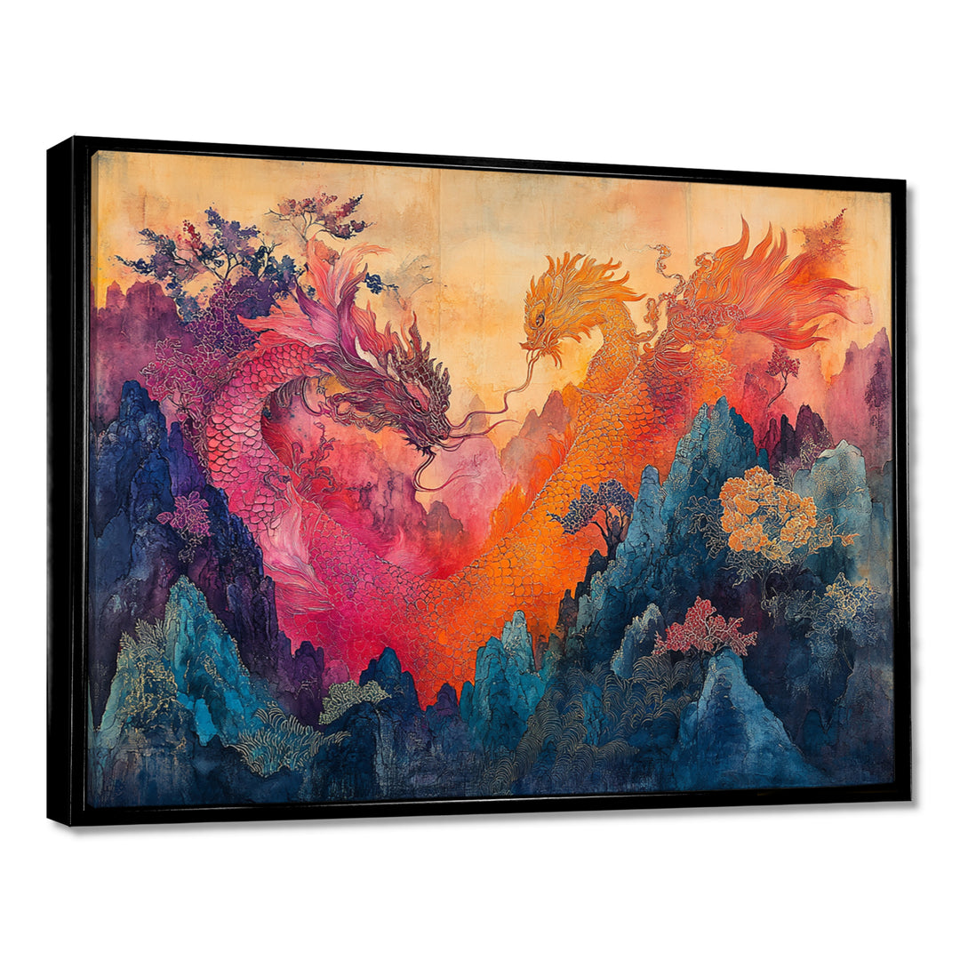 Pink And Orange Dragons Paper Offerings - Dragons Wall Decor