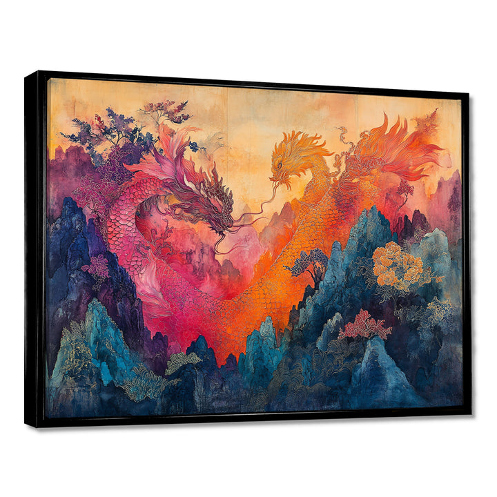 Pink And Orange Dragons Paper Offerings - Dragons Wall Decor
