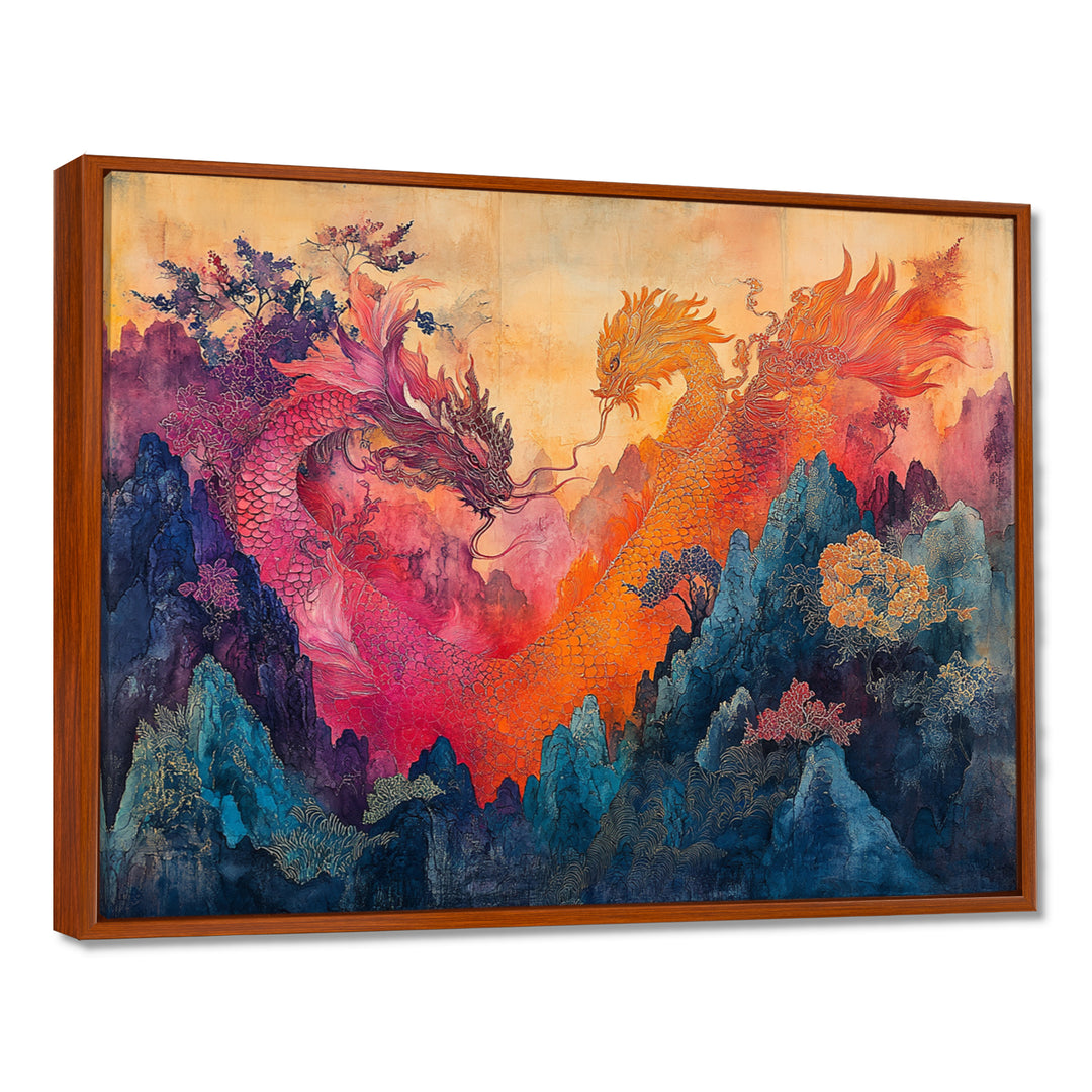 Pink And Orange Dragons Paper Offerings - Dragons Wall Decor