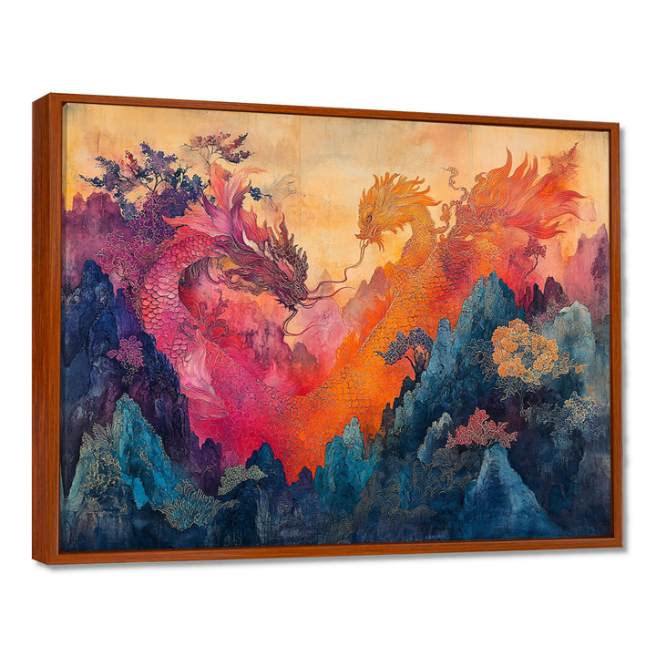 Pink And Orange Dragons Paper Offerings - Dragons Wall Decor