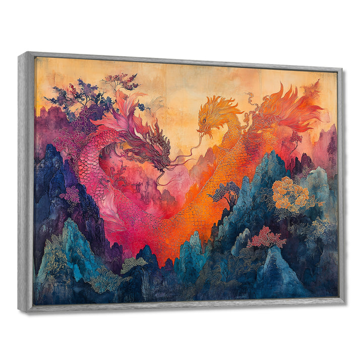 Pink And Orange Dragons Paper Offerings - Dragons Wall Decor