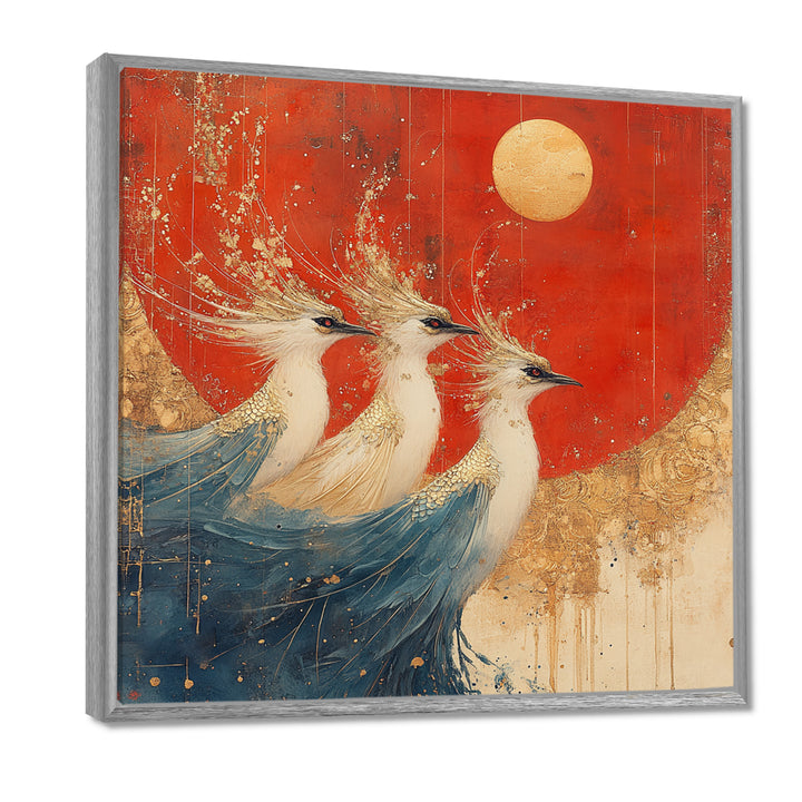 Blue And Orange Bird Spirit Guardians - Bird Wall Decor