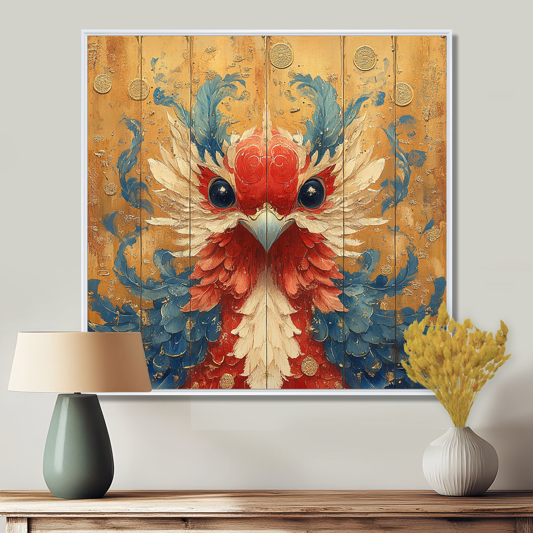 Red And Blue Bird Spirit Guardian - Bird Wall Art Prints
