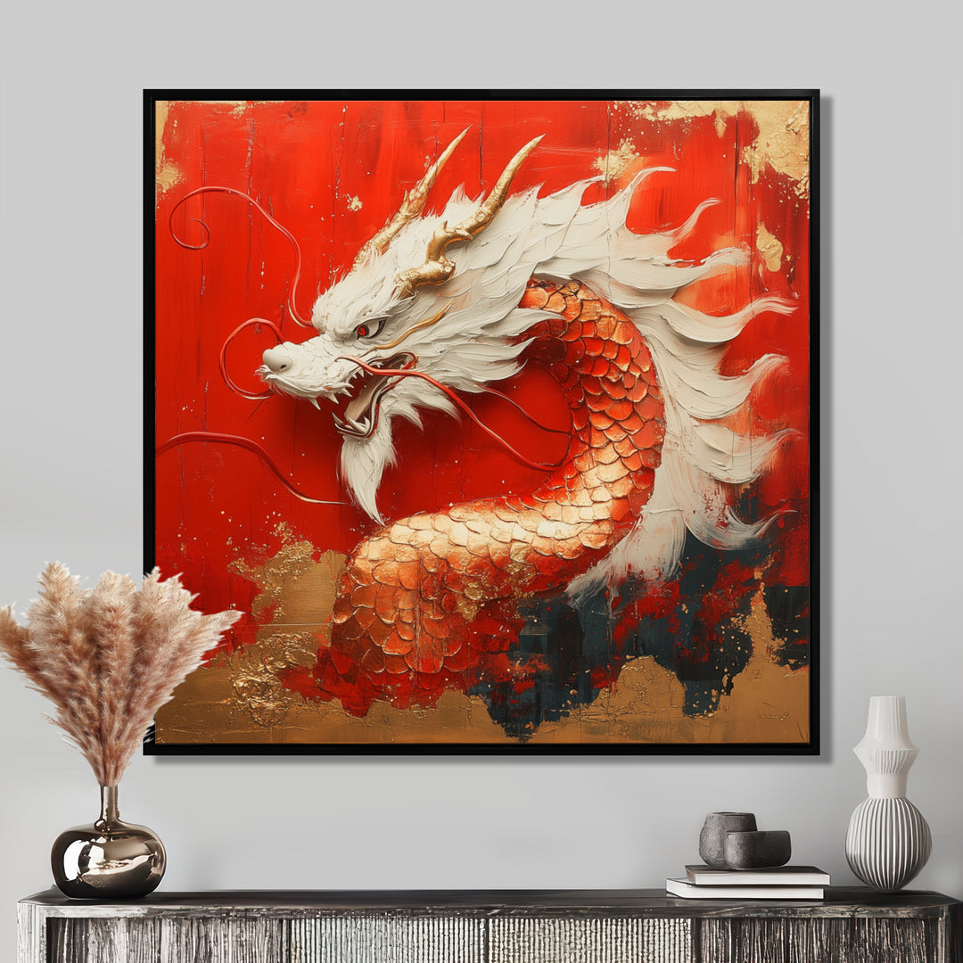 White And Orange Dragon Spirit - White Dragons Wall Art