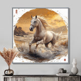 White And Gold Horse - Horse Home Decor Art