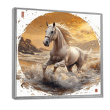 White And Gold Horse - Horse Home Decor Art