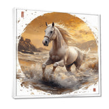 White And Gold Horse - Horse Home Decor Art