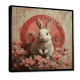 Pink Chinese Pink Sign - Rabbit Canvas Wall Art