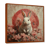 Pink Chinese Pink Sign - Rabbit Canvas Wall Art