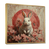 Pink Chinese Pink Sign - Rabbit Canvas Wall Art