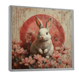 Pink Chinese Pink Sign - Rabbit Canvas Wall Art