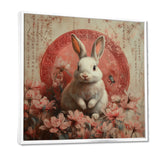 Pink Chinese Pink Sign - Rabbit Canvas Wall Art
