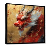 China Red And Gold Dragons Power - Dragons Framed Canvas Art