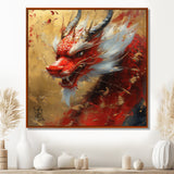 China Red And Gold Dragons Power - Dragons Framed Canvas Art