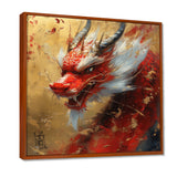 China Red And Gold Dragons Power - Dragons Framed Canvas Art