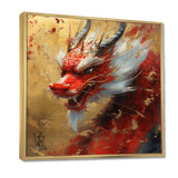 China Red And Gold Dragons Power - Dragons Framed Canvas Art