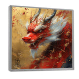 China Red And Gold Dragons Power - Dragons Framed Canvas Art