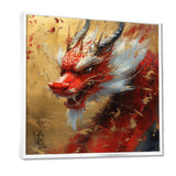 China Red And Gold Dragons Power - Dragons Framed Canvas Art