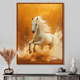 Gold And White Horse Windy Plains - Horse Large Canvas Wall Art