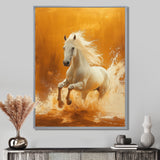 Gold And White Horse Windy Plains - Horse Large Canvas Wall Art