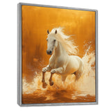 Gold And White Horse Windy Plains - Horse Large Canvas Wall Art