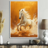 Gold And White Horse Windy Plains - Horse Large Canvas Wall Art