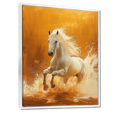Gold And White Horse Windy Plains - Horse Large Canvas Wall Art