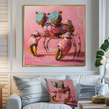 Pink And Blue Crab A Walking Robot Crab - Pink Crab Wall Art
