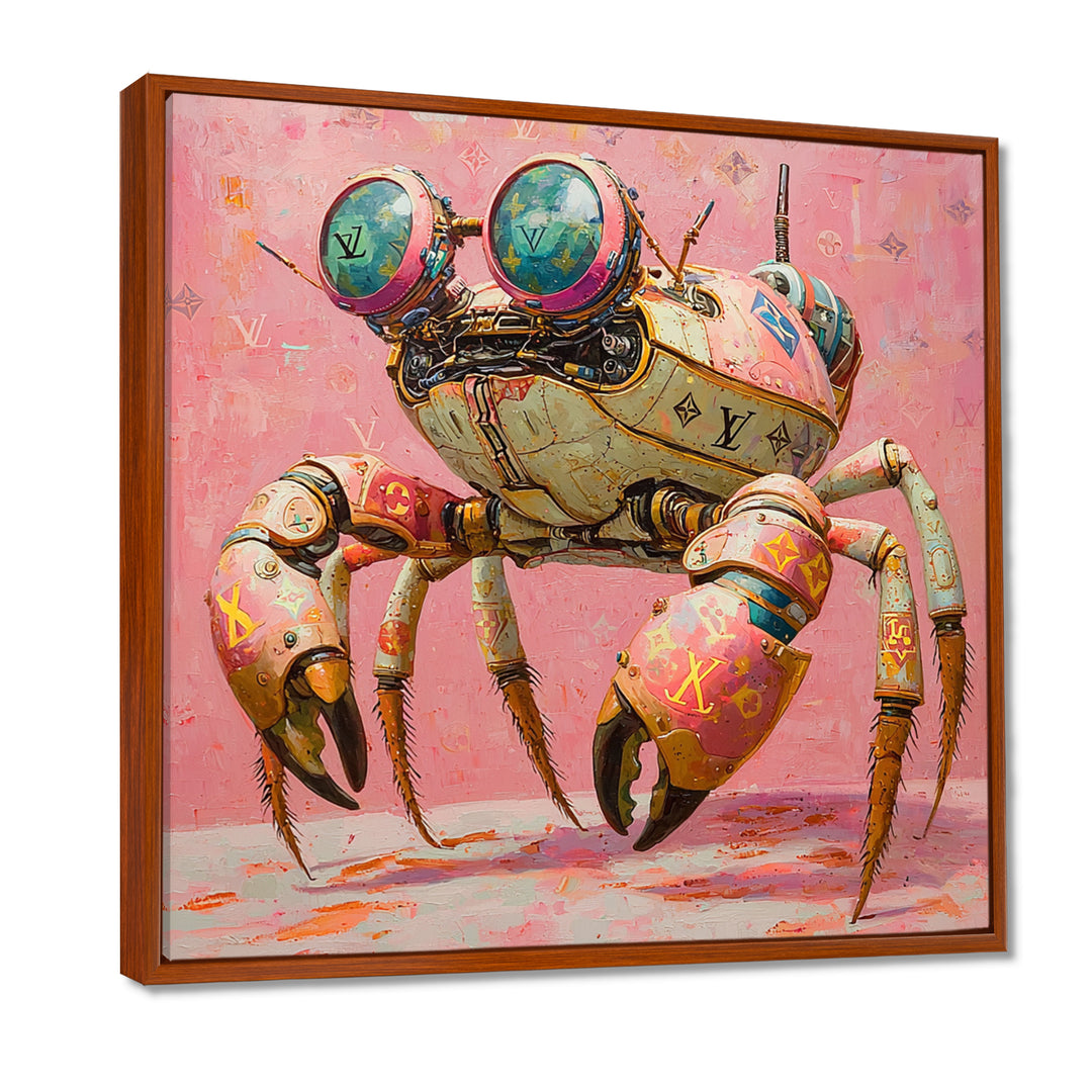 Pink And Green Crab A Walking Robot - Pink Crab Wall Art