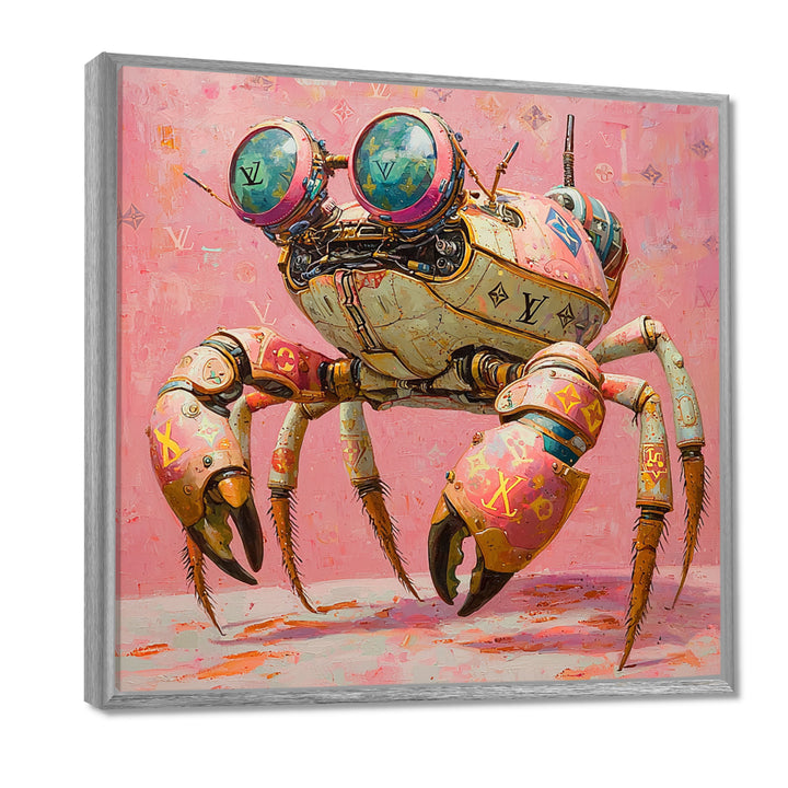 Pink And Green Crab A Walking Robot - Pink Crab Wall Art