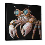 Pink And Blue Crab A Walking Robot - Crab Framed Canvas Art