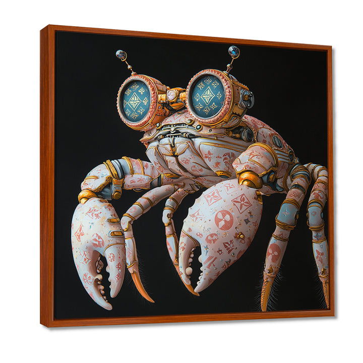 Pink And Blue Crab A Walking Robot - Crab Framed Canvas Art