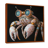 Pink And Blue Crab A Walking Robot - Crab Framed Canvas Art