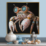 Pink And Blue Crab A Walking Robot - Crab Framed Canvas Art