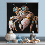 Pink And Blue Crab A Walking Robot - Crab Framed Canvas Art