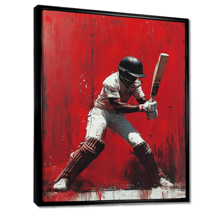 Red And Black Sport Cricket Fast Bowling I - Cricket Sport Canvas Wall Art