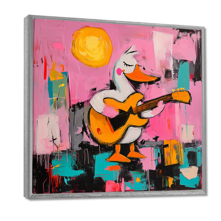 Nursery Duck Playing Guitar - Pink Duck Wall Art