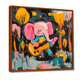 Nursery Elephant Playing Guitar - Elephant Large Canvas Wall Art