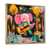 Nursery Elephant Playing Guitar - Elephant Large Canvas Wall Art