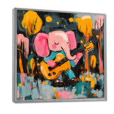 Nursery Elephant Playing Guitar - Elephant Large Canvas Wall Art
