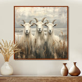 Grey And Brown Minimalism Coastal Goats - Goat Canvas Wall Art
